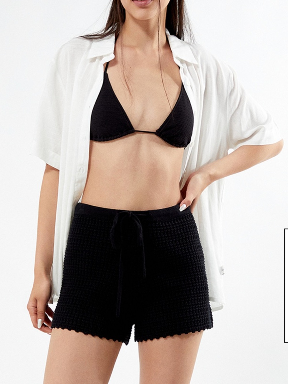PacSun Black Crochet High-Waist Drawstring Shorts